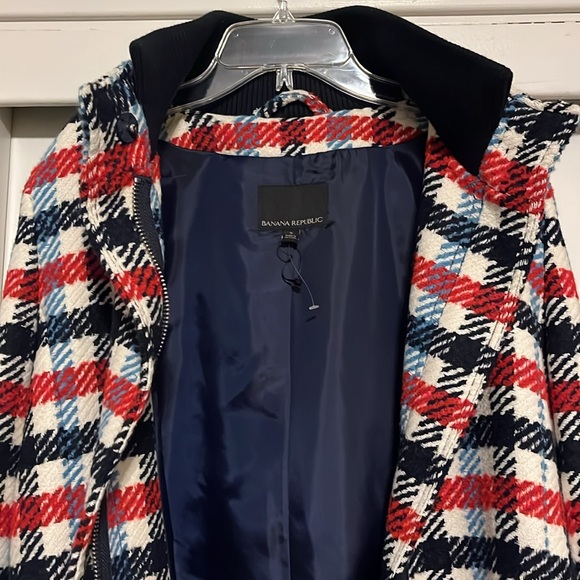 Banana Republic Italian plaid stadium coat   LIKE NEW! Worn once 1/2 tag on - Picture 4 of 13